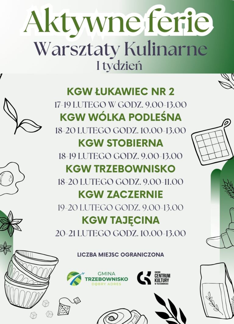 ZAPROSZENIE – Ferie w Gminie Trzebownisko