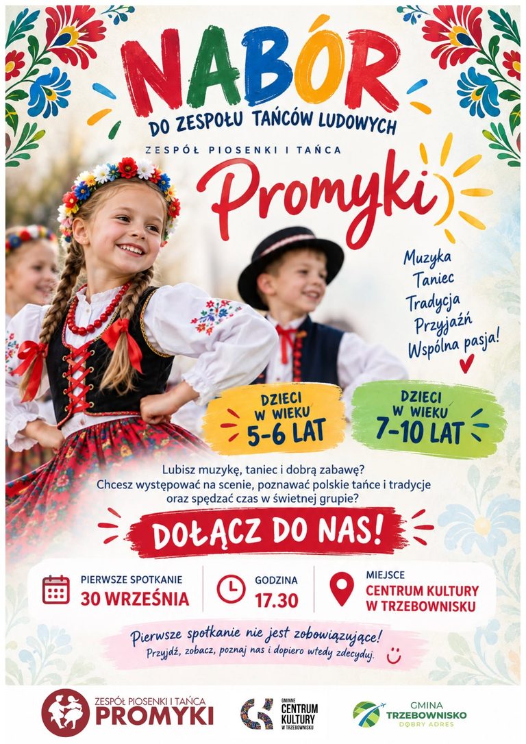Nabór do PROMYKÓW – dziecięcego zespołu pieśni i tańca